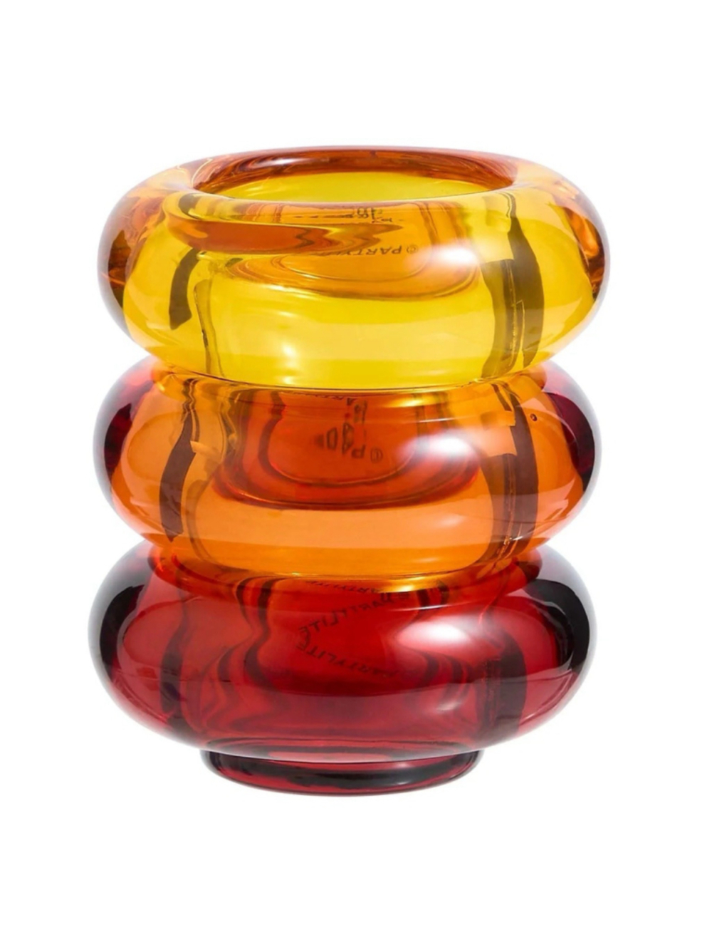 PartyLite Round Red, Yellow, Brown Golden Honey Tealight Candle Autumn Holder
